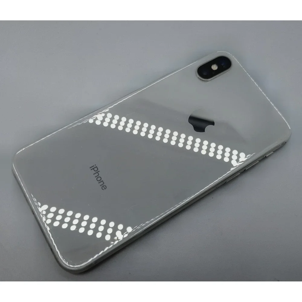 Apple iPhone X Silver with Purple Marble Case *AS IS* [147424-1]
